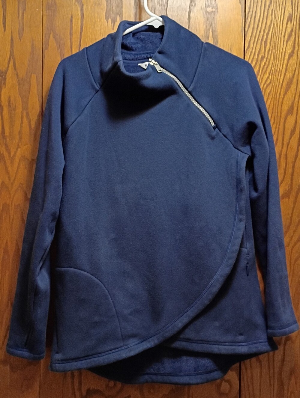 Athleta Navy Asymmetrical Zip Utility Jacket